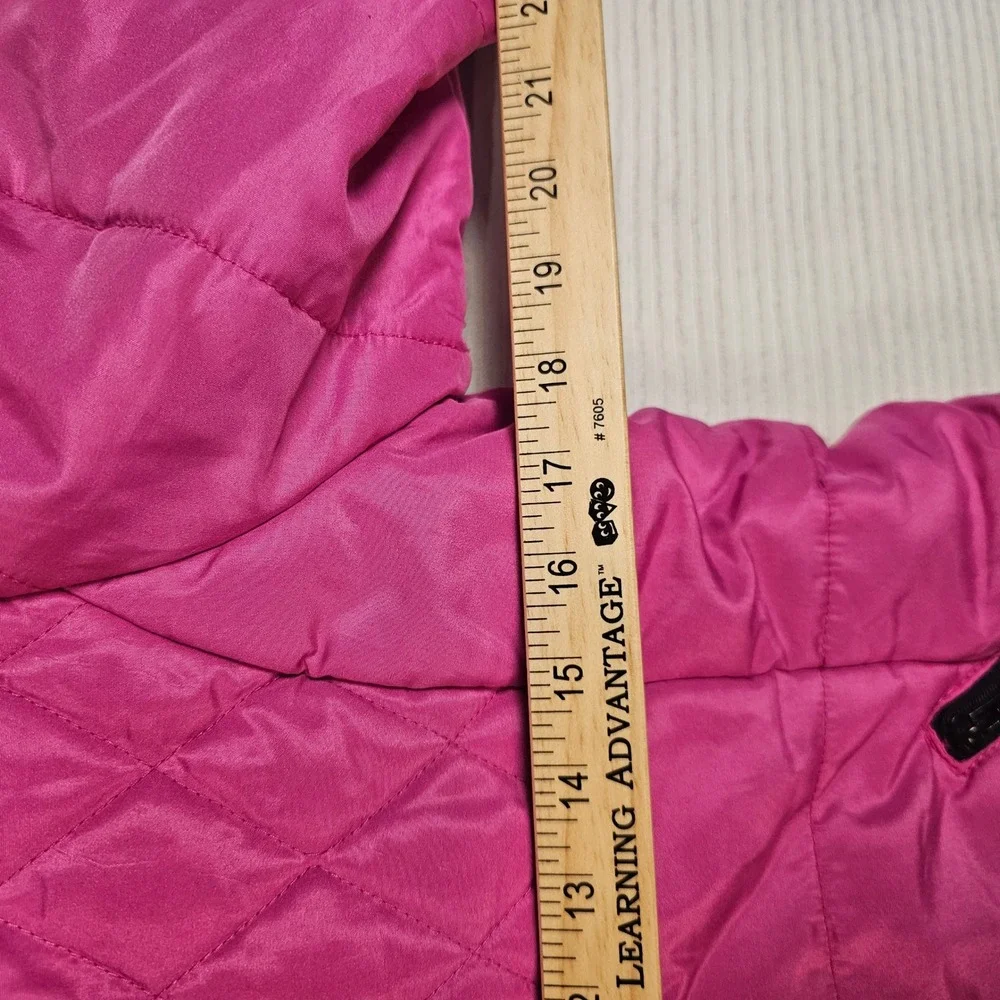YMI Girls‎ Collection Pink Quilted Puffer Jacket Faux Fur Hood Size XL 16